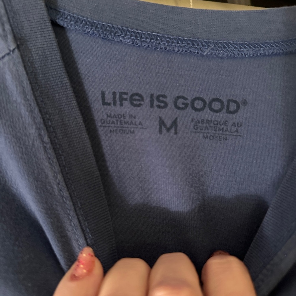 Life Is Good Women’s Crusher Tee Medium Blue “Bike More Worry Less” Graphic Tee - Picture 3 of 3